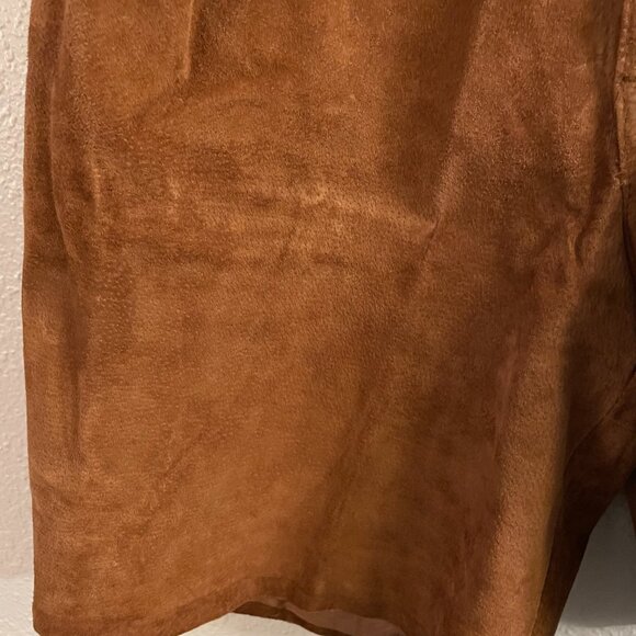 Vintage Brown Suede Leather Paper Bag Shorts High Rise | Size L/XL - Picture 5 of 13